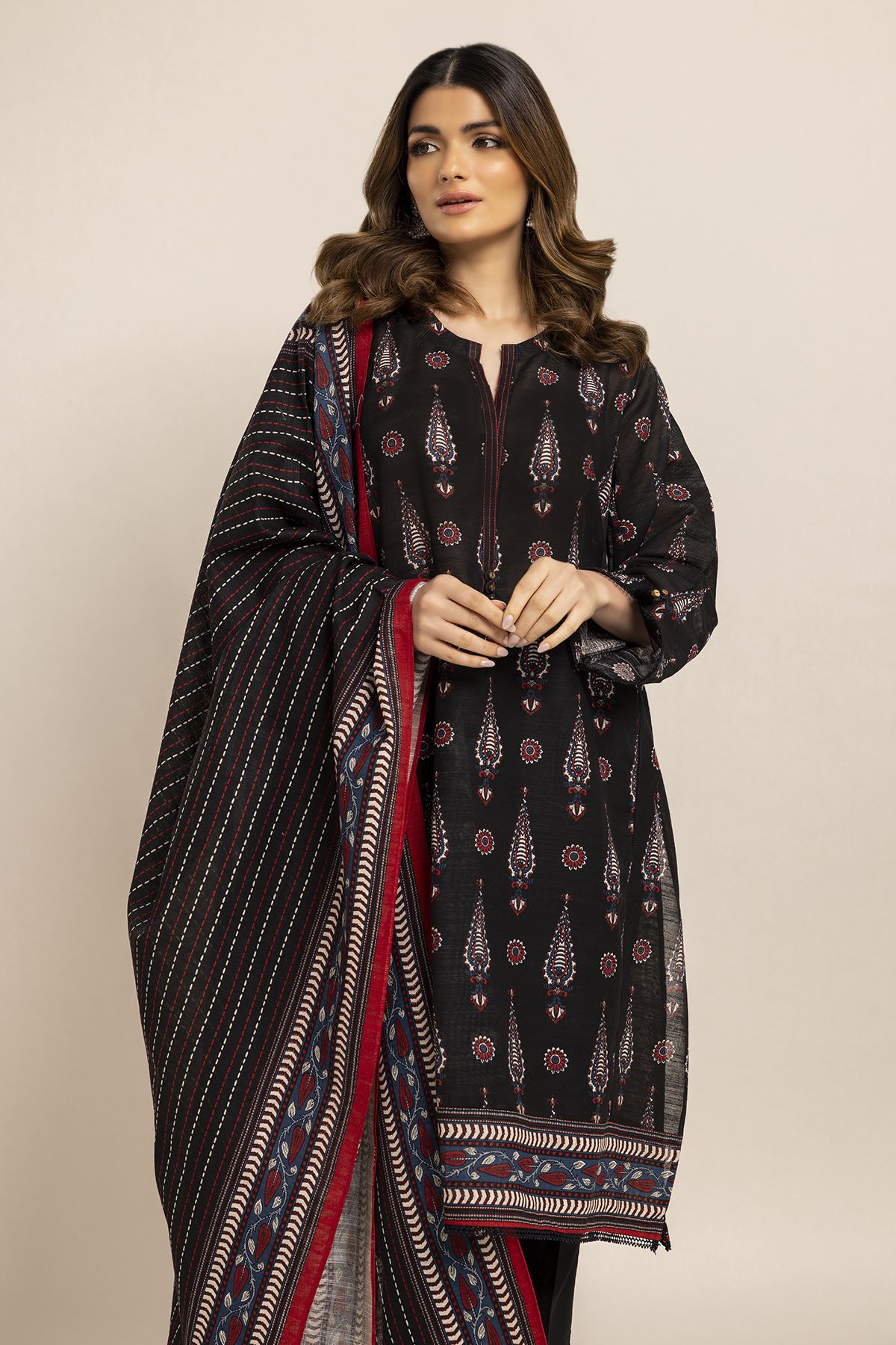 Khaadi Black Khaddar Suit 3 Pcs