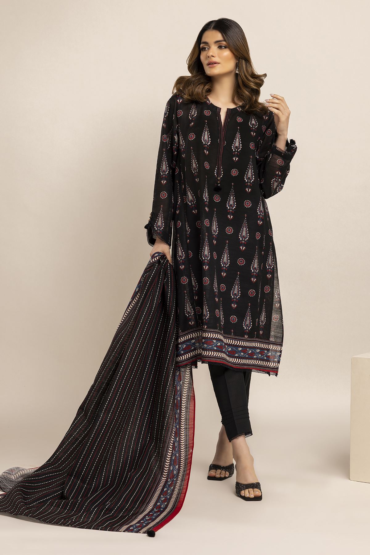 Khaadi Black Khaddar Suit 3 Pcs