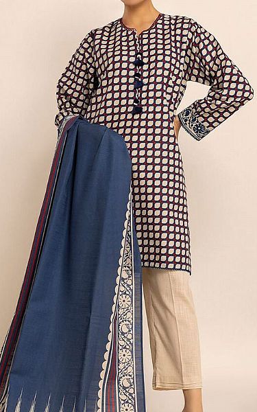 Khaadi Ivory/Blue Khaddar Suit (2 Pcs)